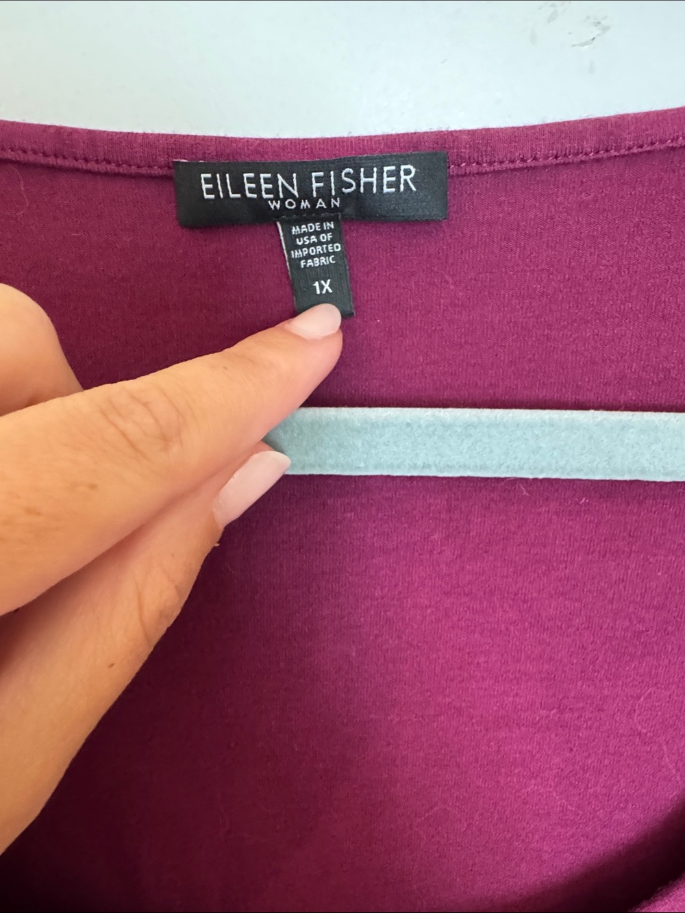 Eileen Fisher Long Sleeve Scoop Neck Top - Wine - Picture 3 of 6